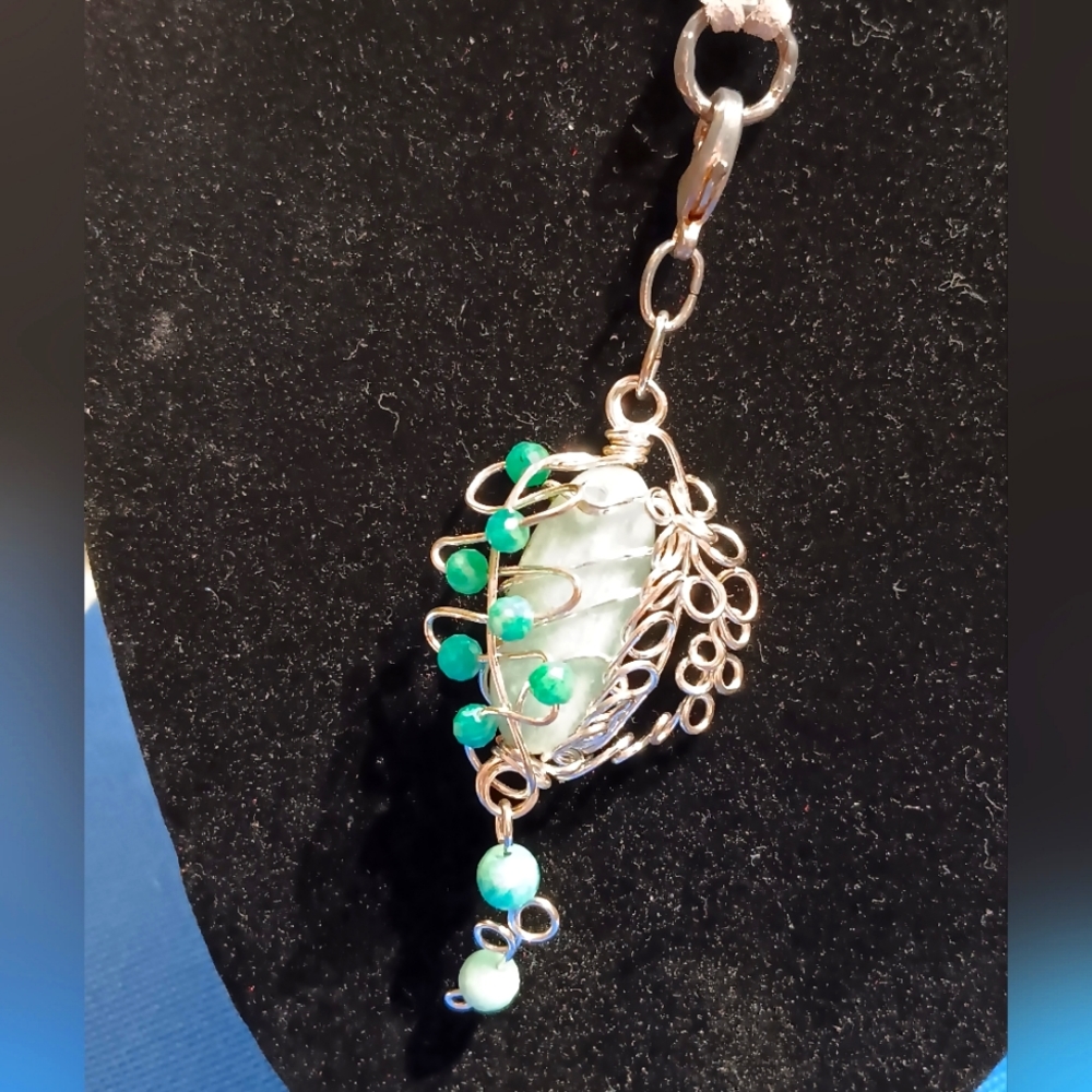 Silver Copper Wire Amazonite Pendant Necklace - image 7